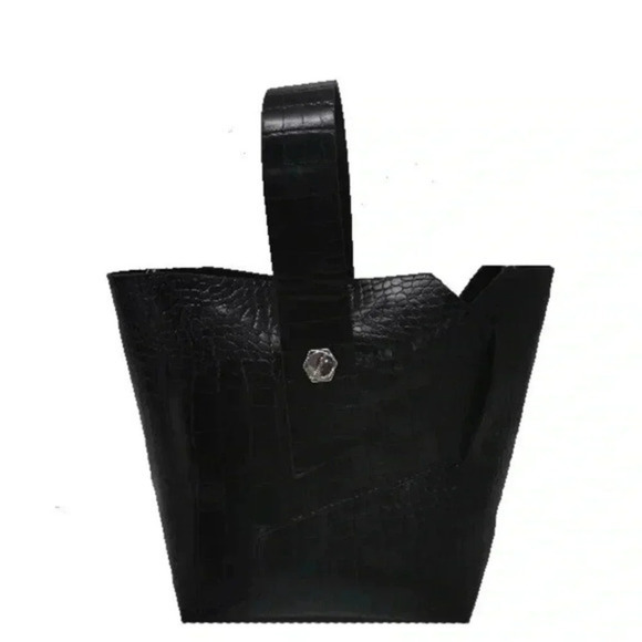 K Carroll vegan croc leather shoulder/crossbody bag, optional strap, black NWT - Picture 1 of 1